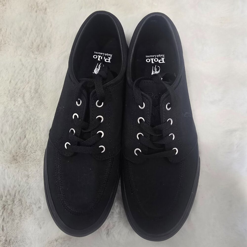 Polo Ralph Lauren Faxon X Men's Triple Black Pony Sneakers Sizes NEW Canvas - Picture 8 of 10